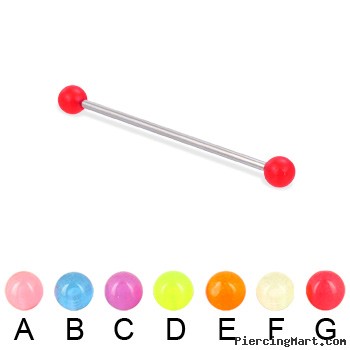 Long barbell (industrial barbell) with glow-in-the-dark balls, 14 ga