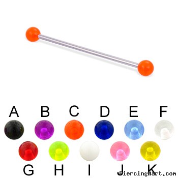 Long barbell (industrial barbell) with UV balls, 14 ga