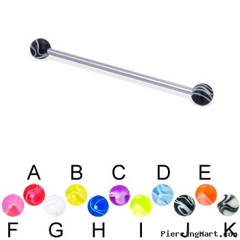 Long barbell (industrial barbell) with marble balls, 14 ga