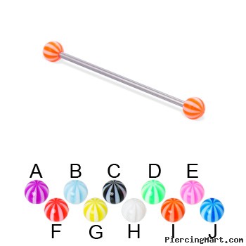 Long barbell (industrial barbell) with beach balls, 14 ga