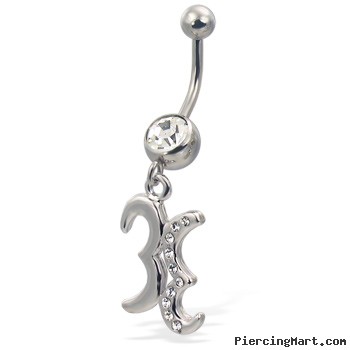 Jeweled zodiac belly button ring, Aquarius