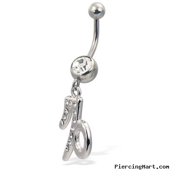 Jeweled Zodiac Belly Button Ring, Capricorn