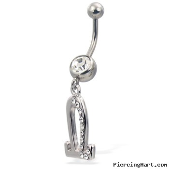 Jeweled zodiac belly button ring, Libra