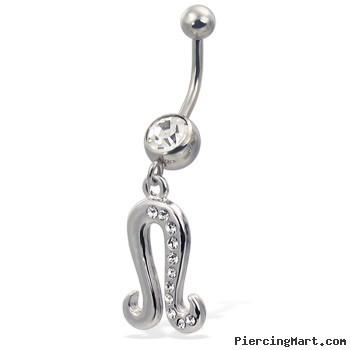 Jeweled zodiac belly button ring, Leo