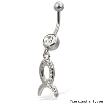 Jeweled zodiac belly button ring, Taurus