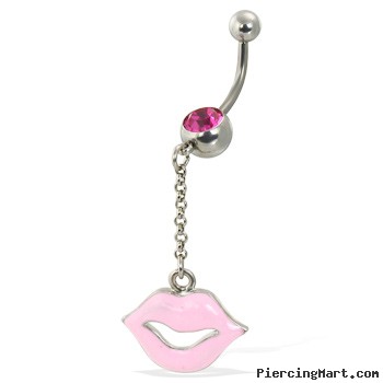 Pink Lips Belly Button Ring