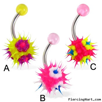 Silicone koosh ball with dots belly button ring