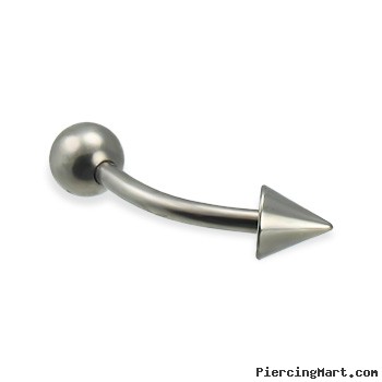 Titanium ball and cone curved barbell, 14 ga