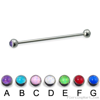 Long barbell (industrial barbell) with hologram balls, 14 ga