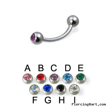 Double jeweled eyebrow ring, 18 ga