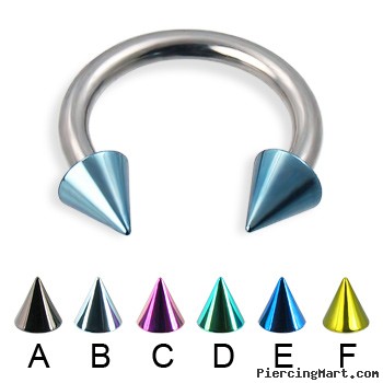 Colored cone circular barbell, 12 ga