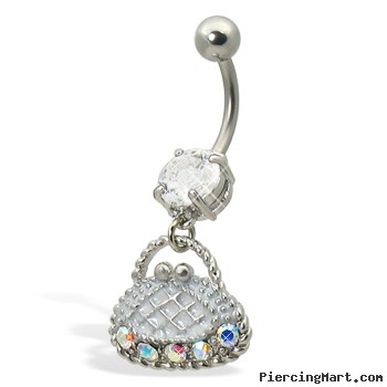 Purse belly button ring