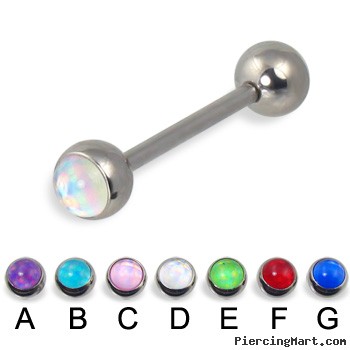 Straight barbell with hologram balls, 14 ga