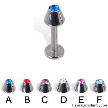 Labret with jeweled cone, 14 ga