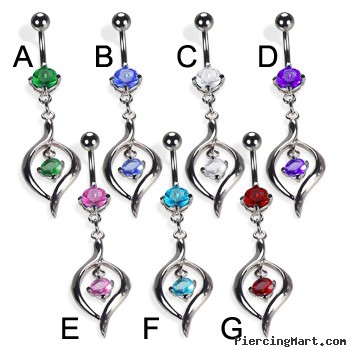 Belly button ring with elegant pendant