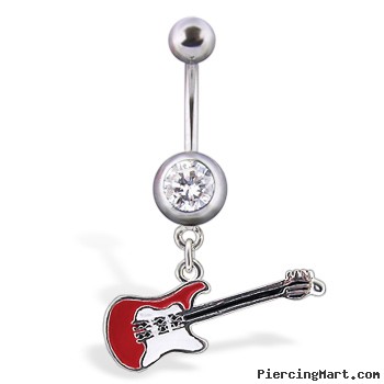 Dangling guitar belly button ring