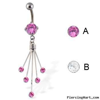 Fireworks belly button ring (titanium shaft)