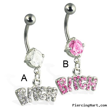 Jeweled Bitch Belly Button Ring