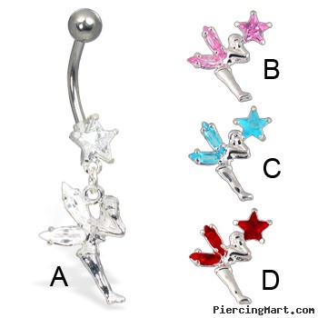 Tinkerbell fairy belly button rings