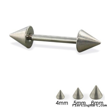 Titanium cone straight barbell, 14 ga