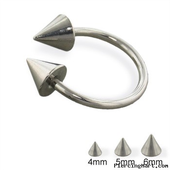 Titanium cone horseshoe barbell, 14 ga