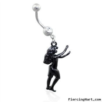 Navel Ring with Dangling Dancing Woman