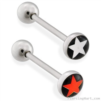 Straight barbell with star logo end, 14 ga