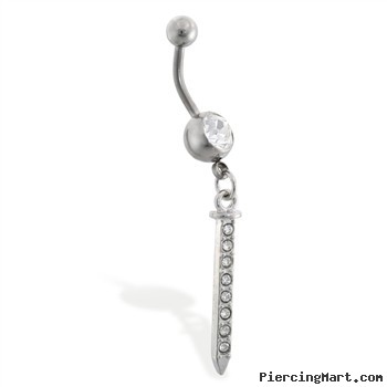 Navel Ring with Dangling Jeweled Dagger