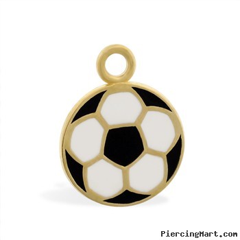 14K Yellow Gold Enameled Soccer Ball Pendant