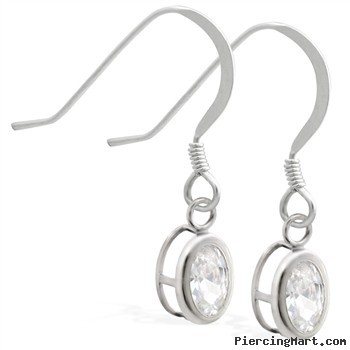 Sterling Silver Earrings with Bezel Set CZ Oval