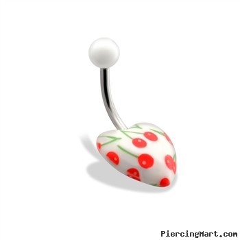 Heart Belly Ring with Cherry Print