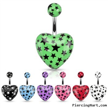 Heart Belly Ring with Star Print