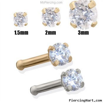 14K Gold Clear Diamond Nose Bone