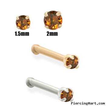 14K Gold Burn Orange Diamond Nose Bone