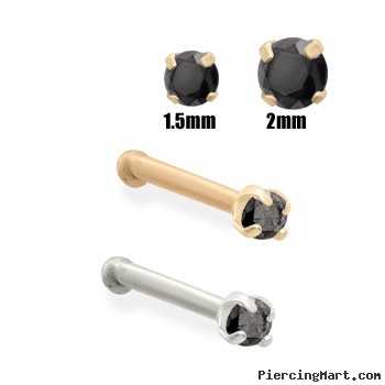 14K Gold Black Diamond Nose Bone