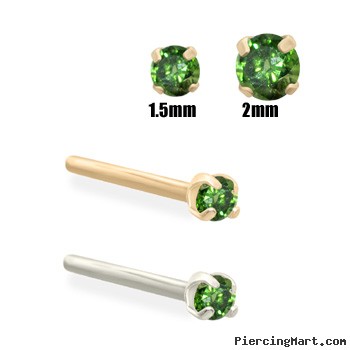 14K Gold Dark Green Diamond Nose Stud