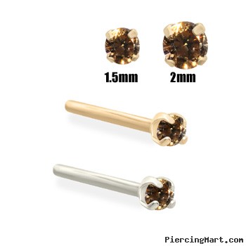 14K Gold Cognac Diamond Nose Stud