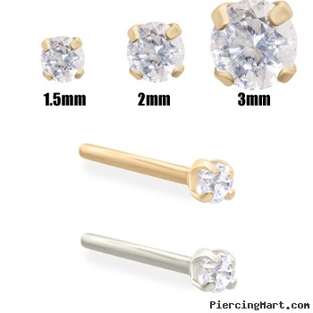 14K Gold Clear Diamond Nose Stud