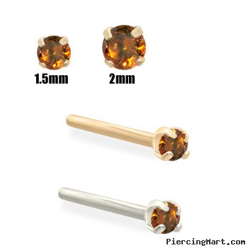 14K Gold Burnt Orange Diamond Nose Stud