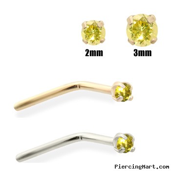 14K Gold Yellow Diamond Nose Pin