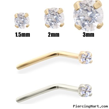 14K Gold Clear Diamond Nose Pin