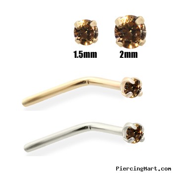 14K Gold Cognac Diamond Nose Pin