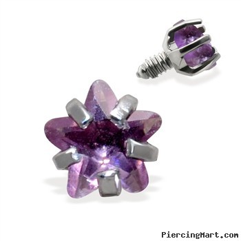 Internally Threaded Star Dermal Top, 14GA, 3mm, Purple