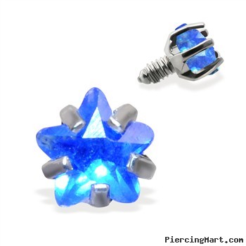 Internally Threaded Star Dermal Top, 14GA, 3mm, Blue