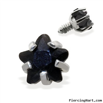 Internally Threaded Star Dermal Top, 14GA, 3mm, Black