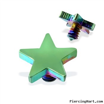 Internally Threaded Titanium Star Dermal Top, 14GA, 4mm, Green