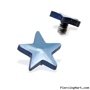 Internally Threaded Titanium Star Dermal Top, 14GA, 4mm, Light Blue