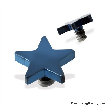 Internally Threaded Titanium Star Dermal Top, 14GA, 4mm, Blue