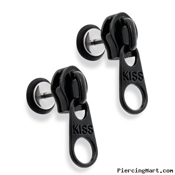 Pair Of Fake Zipper Plugs, 16GA,, Black