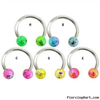 Surgical Steel Horseshoe with Balls with multicolored splatter